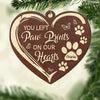 You Left Paw Prints On Our Hearts - Memorial Personalized Custom Leather Ornament - Christmas Gift, Sympathy Gift For Pet Owners, Pet Lovers