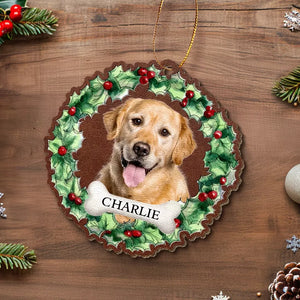 Custom Photo No Longer By My Side, But Forever In My Heart - Memorial Personalized Custom Leather Ornament - Christmas Gift, Sympathy Gift For Pet Owners, Pet Lovers