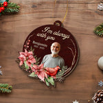 Custom Photo Forever By My Side - Memorial Personalized Custom Leather Ornament - Christmas Gift, Sympathy Gift For Family Members
