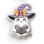 Custom Name Cute Witch Ghost Reading Gifts - Personalized Shaped Pillow