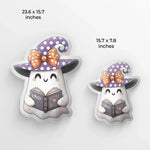 Custom Name Cute Witch Ghost Reading Gifts - Personalized Shaped Pillow