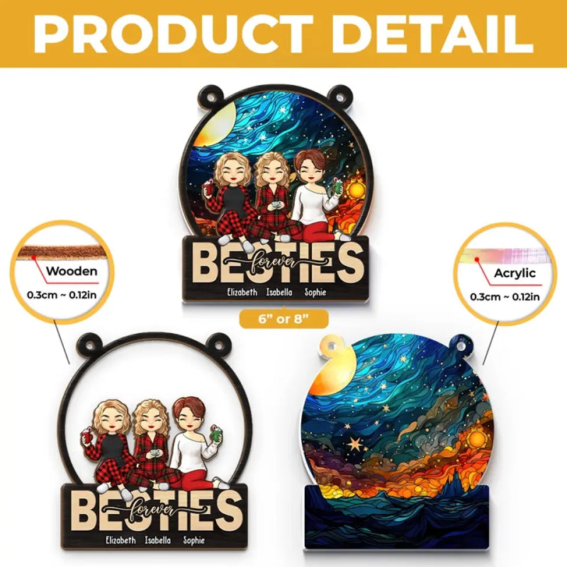 Good Friends Are Hard To Find, Harder To Leave And Impossible To Forget - Bestie Personalized Window Hanging Suncatcher - Christmas Gift For Best Friends, BFF, Sisters