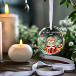 May Your Days Be Merry and Bright - Family Personalized Custom Circle Glass Ornament - Christmas Gift For Baby, Kids