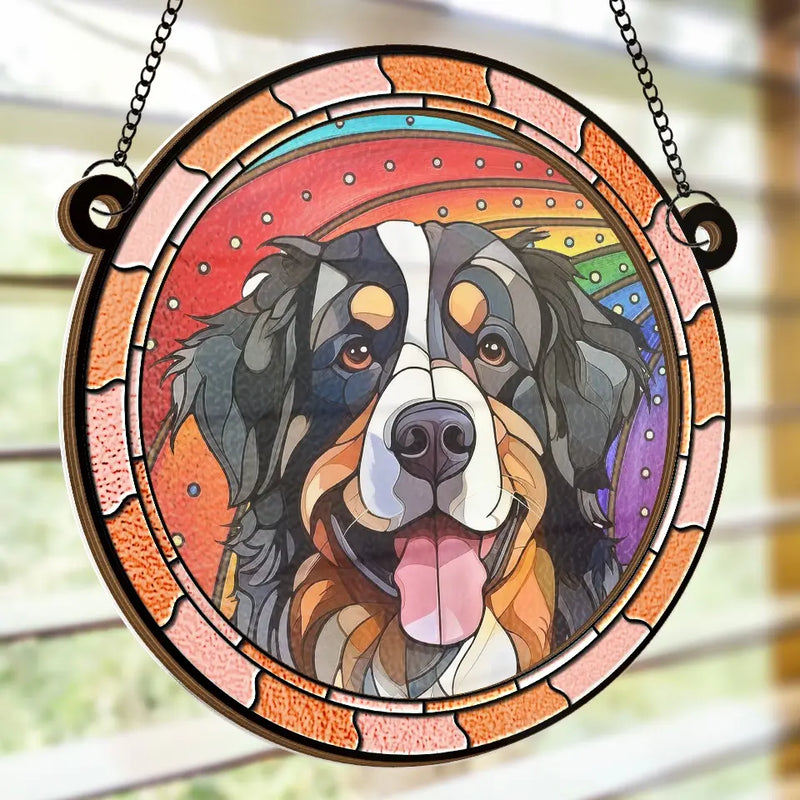 Custom Photo A Guardian Angel With A Wagging Tail - Memorial Personalized Window Hanging Suncatcher - Sympathy Gift For Pet Owners, Pet Lovers