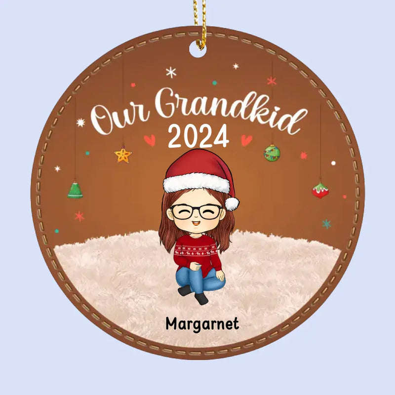 Our Grandkids - Family Personalized Custom Leather Ornament - Christmas Gift For Grandma