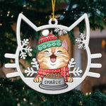 Custom Name Christmas Cat Gifts for Cat Lovers - Personalized Metal Ornament