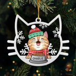 Custom Name Christmas Cat Gifts for Cat Lovers - Personalized Metal Ornament