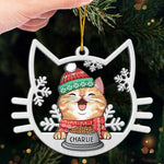 Custom Name Christmas Cat Gifts for Cat Lovers - Personalized Metal Ornament
