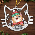 Custom Name Christmas Cat Gifts for Cat Lovers - Personalized Metal Ornament