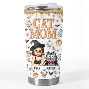 Il est temps d'enfiler mon costume d'Halloween - Gobelet personnalisé avec effet gonflable 3D imprimé pour chat - Cadeau d'Halloween pour les propriétaires et les amoureux des animaux