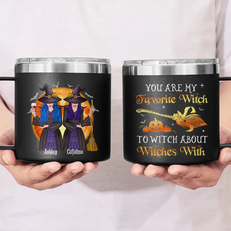 We Are Witches By Nature - Bestie Personalized Custom 14oz Stainless Steel Tumbler With Handle - Halloween Gift For Best Friends, BFF, Sisters