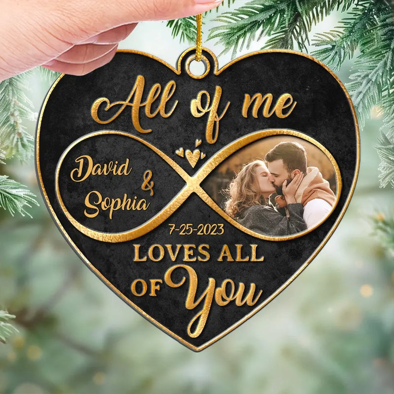 Custom Photo Love Is The Beauty Of The Soul - Couple Personalized Custom Ornament - Metal Custom Shaped - Christmas Gift For Husband Wife, Anniversary
