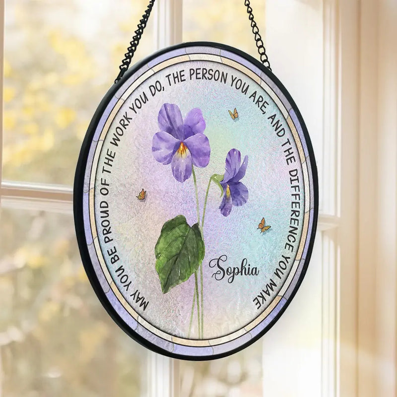 Flower Friends, Forever Fresh - Bestie Personalized Custom Stained Glass Window Hanging Suncatcher - Gift For Best Friends, BFF, Sisters