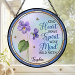 Custom Name Inspirational Flower Decor - Personalized Stained Glass Suncatcher