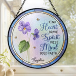 Custom Name Inspirational Flower Decor - Personalized Stained Glass Suncatcher