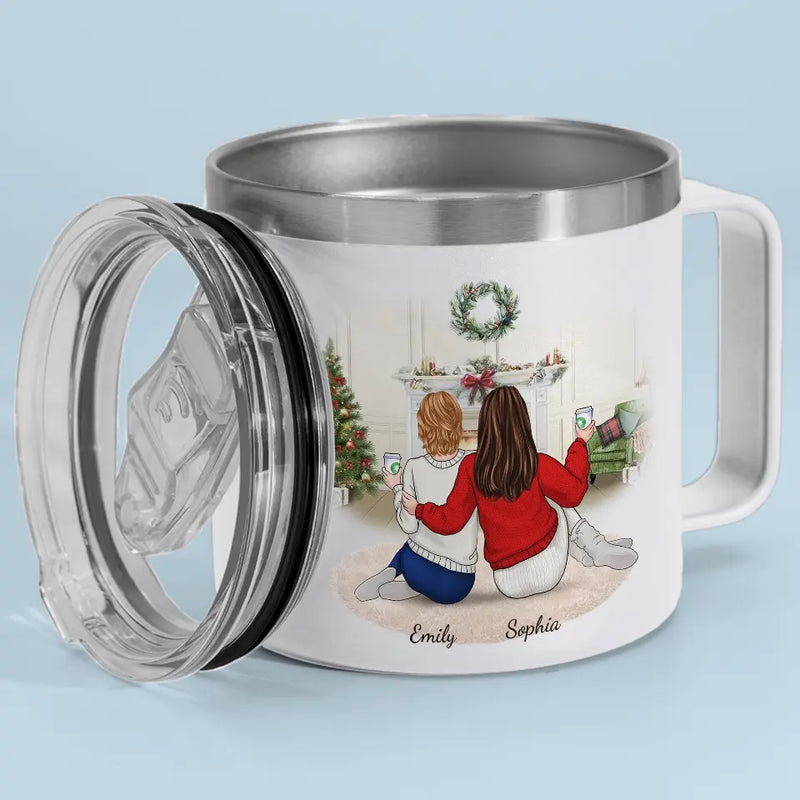 Thank You For Being My Unbiological Sister - Bestie Personalized Custom 14oz Stainless Steel Tumbler With Handle - Gift For Best Friends, BFF, Sisters