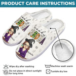 Spooky Grandma - Family Personalized Custom Fluffy Slippers - Halloween Gift For Mom, Grandma