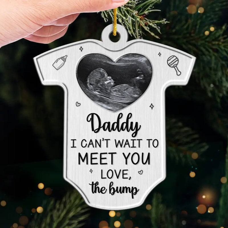 Custom Photo I Can't Wait To Love You -  Family Personalized Custom Ornament - Metal Custom Shaped - Christmas Gift For Baby Kids, Newborn Baby