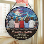 A Joy That Is Shared Is A Joy Made Double - Family Personalized Custom Stained Glass Window Hanging Suncatcher - Christmas Gift For Siblings, Brothers, Sisters