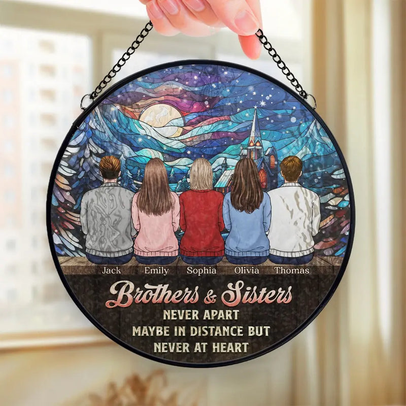 A Joy That Is Shared Is A Joy Made Double - Family Personalized Custom Stained Glass Window Hanging Suncatcher - Christmas Gift For Siblings, Brothers, Sisters