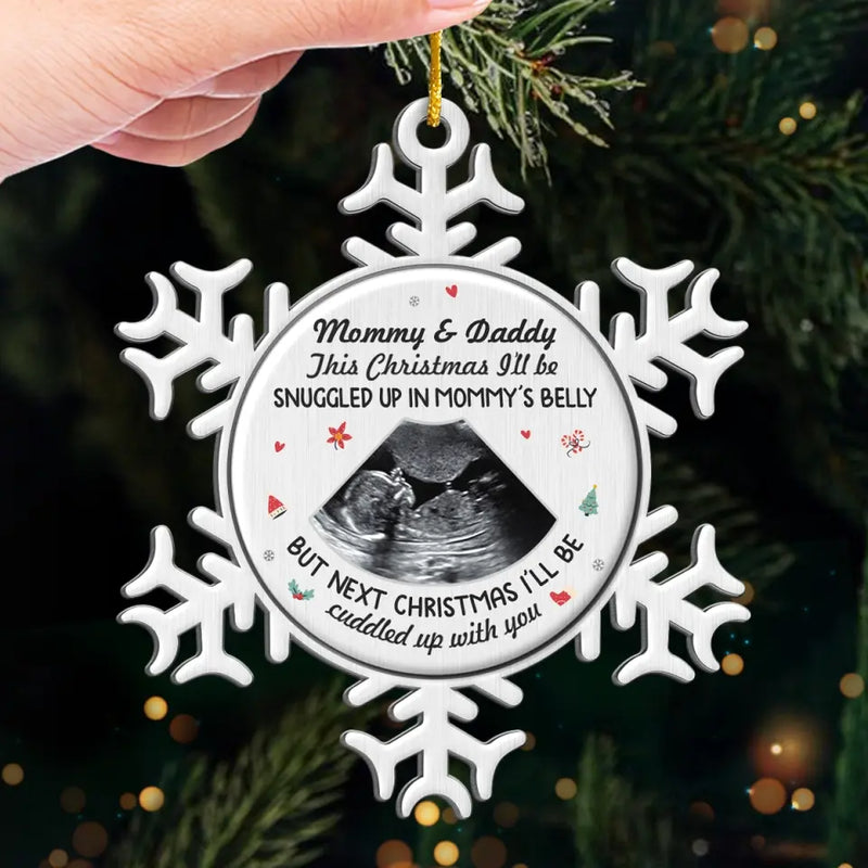 Custom Photo Bundle Of Joy For The Holidays -  Family Personalized Custom Ornament - Metal Custom Shaped - Christmas Gift For Baby Kids, Newborn Baby