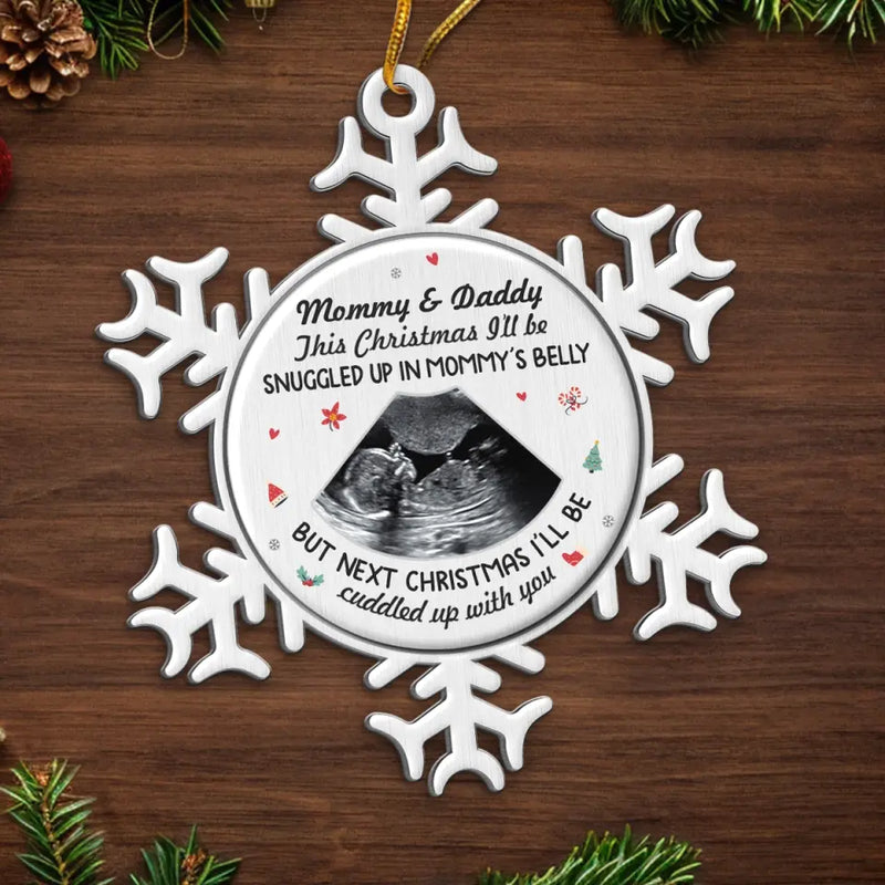 Custom Photo Bundle Of Joy For The Holidays -  Family Personalized Custom Ornament - Metal Custom Shaped - Christmas Gift For Baby Kids, Newborn Baby