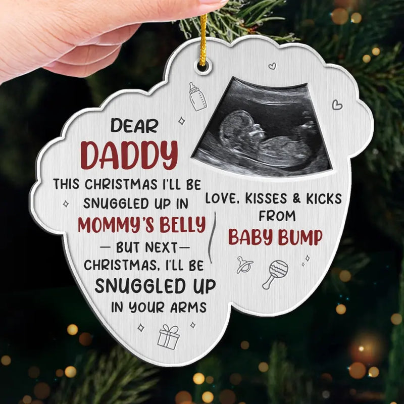 Custom Photo Joy To The World, Baby's First Whirl -  Family Personalized Custom Ornament - Metal Custom Shaped - Christmas Gift For Baby Kids, Newborn Baby