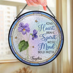 Custom Name Inspirational Flower Decor - Personalized Stained Glass Suncatcher