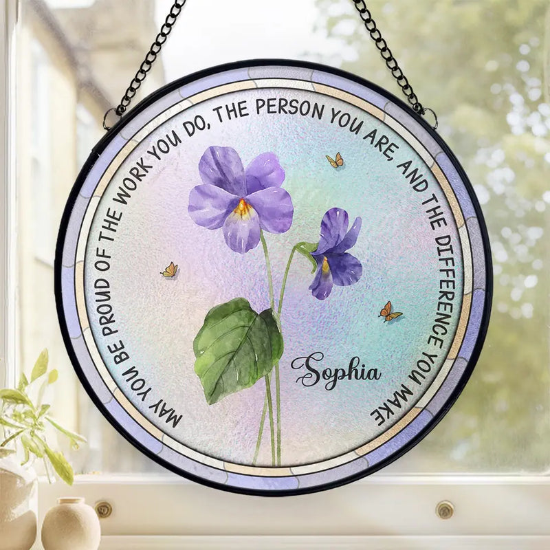 Flower Friends, Forever Fresh - Bestie Personalized Custom Stained Glass Window Hanging Suncatcher - Gift For Best Friends, BFF, Sisters