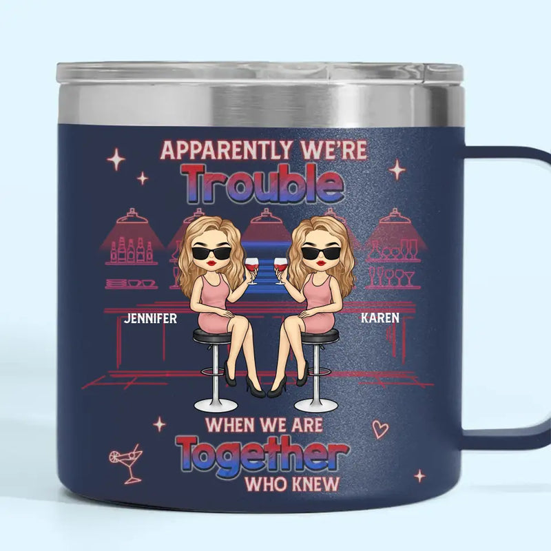 You're My Sister At Heart - Bestie Personalized Custom 14oz Stainless Steel Tumbler With Handle - Gift For Best Friends, BFF, Sisters