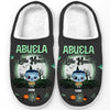 Grandma Of Little Monsters - Family Personalized Custom Fluffy Slippers - Halloween Gift For Mom, Grandma