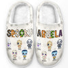 Spooky Abuela - Family Personalized Custom Fluffy Slippers - Halloween Gift For Mom, Grandma