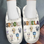 Spooky Abuela - Family Personalized Custom Fluffy Slippers - Halloween Gift For Mom, Grandma