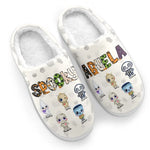 Spooky Abuela - Family Personalized Custom Fluffy Slippers - Halloween Gift For Mom, Grandma