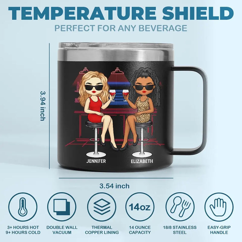 True Friendship Is A Rare Gem - Bestie Personalized Custom 14oz Stainless Steel Tumbler With Handle - Gift For Best Friends, BFF, Sisters