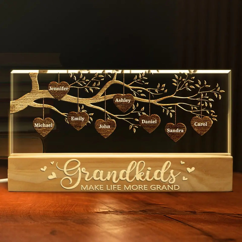Grandkids Make Life More Grand - Family Personalized Custom Acrylic Letters 3D LED Night Light - Gift For Mom, Grandma
