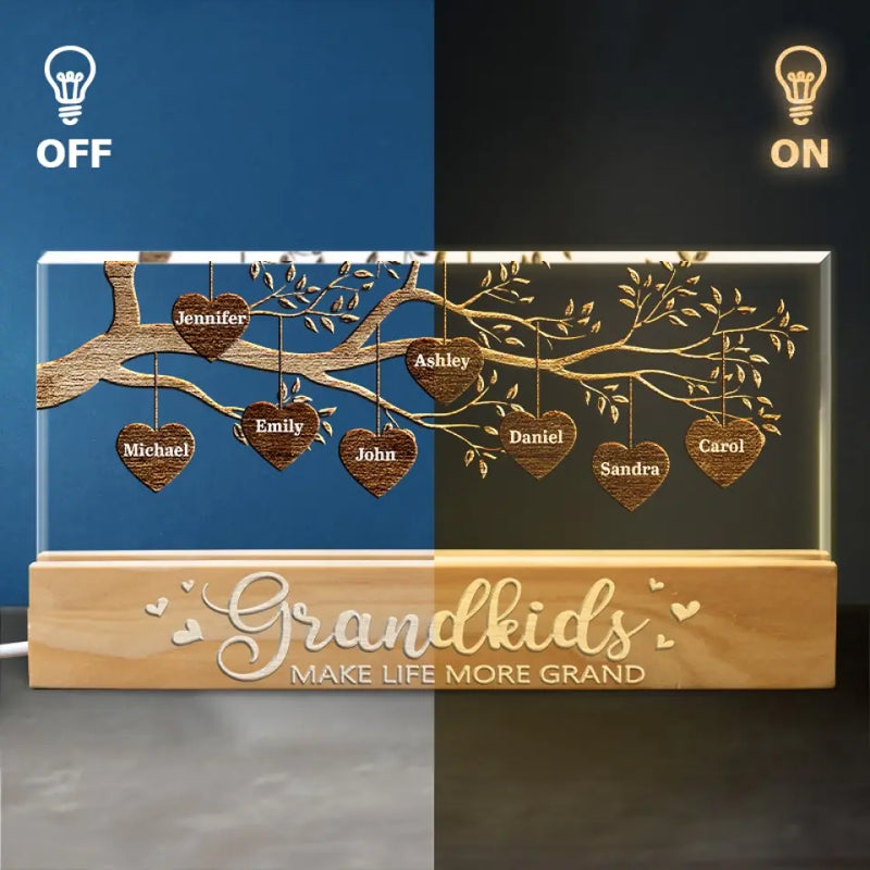 Grandkids Make Life More Grand - Family Personalized Custom Acrylic Letters 3D LED Night Light - Gift For Mom, Grandma