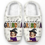 Spooky Grandma - Family Personalized Custom Fluffy Slippers - Halloween Gift For Mom, Grandma
