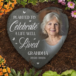 Custom Photo A Piece Of Your Heart Will Always Be With Us - Memorial Personalized Custom Heart Shaped Memorial Stone - Sympathy Gift For Family Members
