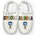 Spooky Abuela - Family Personalized Custom Fluffy Slippers - Halloween Gift For Mom, Grandma