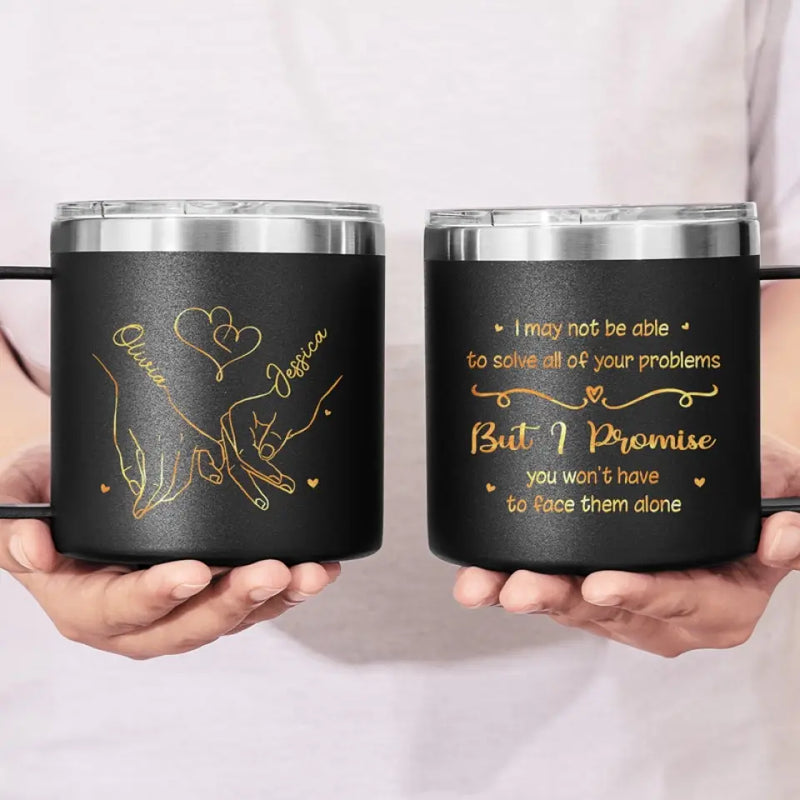 True Friendship Is The Greatest Gift Of All - Bestie Personalized Custom 14oz Stainless Steel Tumbler With Handle - Gift For Best Friends, BFF, Sisters