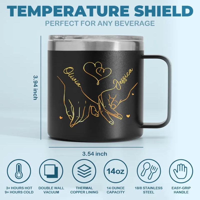 True Friendship Is The Greatest Gift Of All - Bestie Personalized Custom 14oz Stainless Steel Tumbler With Handle - Gift For Best Friends, BFF, Sisters