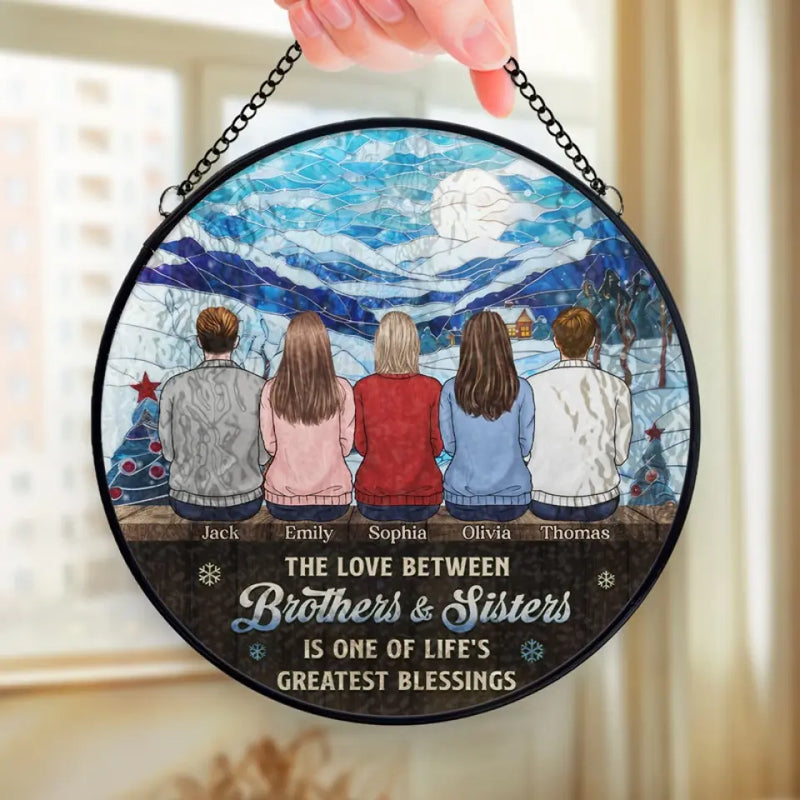 My Siblings Are My Best Friends - Family Personalized Custom Stained Glass Window Hanging Suncatcher - Christmas Gift For Siblings, Brothers, Sisters