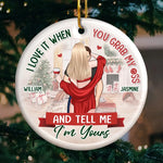 Your Kiss Is Sweeter Than Christmas Candy - Couple Personalized Custom Ornament - Ceramic Round Shaped - Christmas Gift For Husband Wife, Anniversary