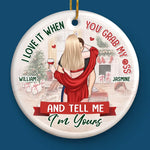 Your Kiss Is Sweeter Than Christmas Candy - Couple Personalized Custom Ornament - Ceramic Round Shaped - Christmas Gift For Husband Wife, Anniversary