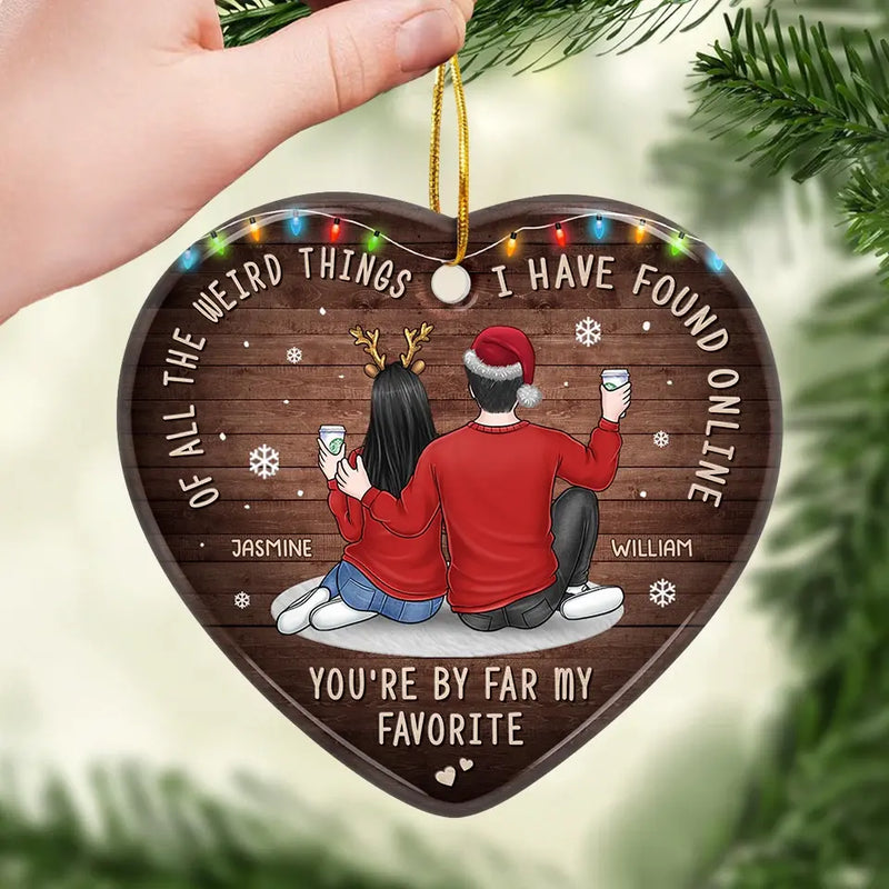 Love Is A Journey We Take Together Every Day - Couple Personalized Custom Ornament - Ceramic Heart Shaped - Christmas Gift For Husband Wife, Anniversary