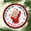 Let It Snow, I'm Never Cold With You - Couple Personalized Custom Ornament - Ceramic Round Shaped - Christmas Gift For Husband Wife, Anniversary