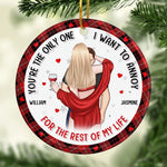 Let It Snow, I'm Never Cold With You - Couple Personalized Custom Ornament - Ceramic Round Shaped - Christmas Gift For Husband Wife, Anniversary