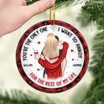 Let It Snow, I'm Never Cold With You - Couple Personalized Custom Ornament - Ceramic Round Shaped - Christmas Gift For Husband Wife, Anniversary