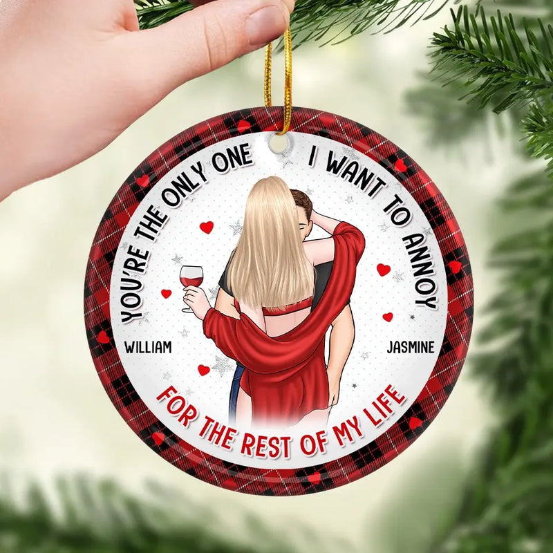 Let It Snow, I'm Never Cold With You - Couple Personalized Custom Ornament - Ceramic Round Shaped - Christmas Gift For Husband Wife, Anniversary